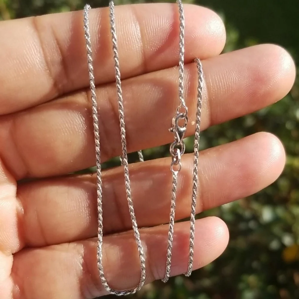 Sterling Silver 925 Rhodium finish Rope 025 Chain 1mm 16